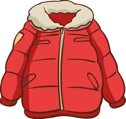 Red fur-lined winter jacket