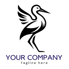 Naklejka premium Stork logo or icon, black, transparent background