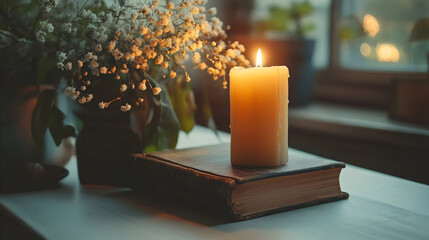 candle and book