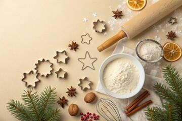 Flatlay of Holiday Baking Ingredients Ready for Cookie Preparation