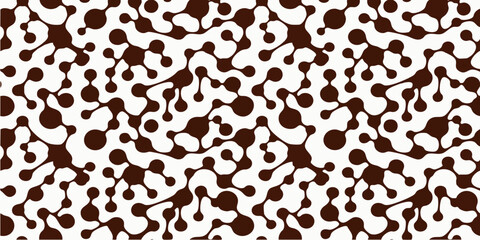 Obraz premium Abstract seamless pattern featuring interconnected brown organic shapes resembling molecular structures or cellulaar networks, creating a modern and dynamic background design