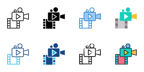 Videography icon set multiple style vector collection. Editable Stroke 
