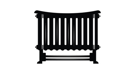 a black and white illustration of a vintage ornate metal bed frame silhouette