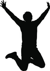 Person Jumping in Celebration &mdash; New Year New Beginnings Silhouette Vector Art