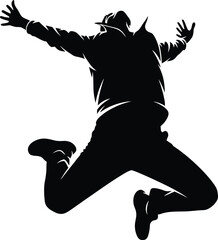 Person Jumping in Celebration &mdash; New Year New Beginnings Silhouette Vector Art