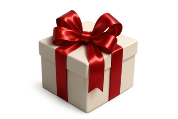 Obraz premium Gift box with red ribbon and bow, symbolizing celebrations, giving, and special occasions, transparent background