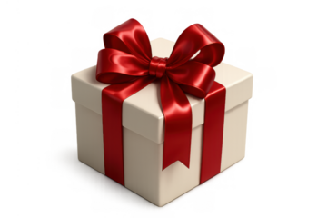 Gift box with red ribbon and bow, symbolizing celebrations, giving, and special occasions, transparent background
