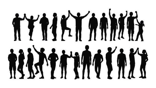 Diverse group silhouette collection isolated on white background, Vector