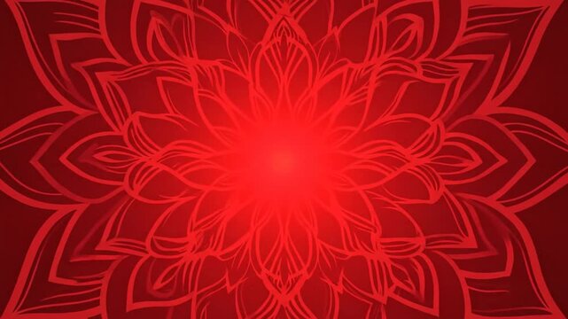 Vibrant red mandala design with intricate patterns on a dark background for karva chauth festival