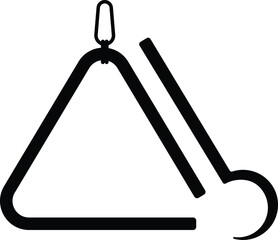 Triangle Dinner Bell Silhouette. Black and White Icon Design Elements on Isolated White Background