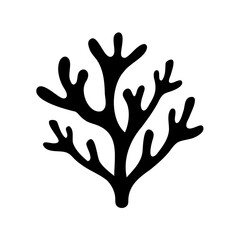 Fototapeta premium Black silhouette of branching marine coral or plant element Vector, illustration