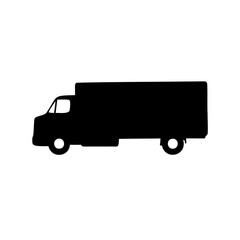Isolated silhouette of a commercial delivery box truck icon Vector, illustration