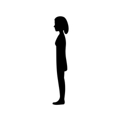 Female silhouette in profile standing on white background Vector, illustration