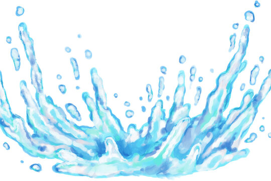 Refreshing blue water splash in watercolor style for your designs, adding a cool, clean touch to any project or bring a vibrant splash to your creation
