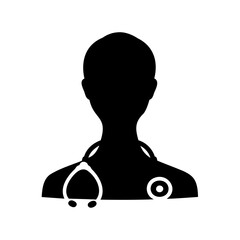 Doctor medical professional silhouette icon with stethoscope Vector, illustration