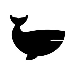 Simple black whale icon with sleek design for marine themes Vector, illustration