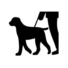 Dog walking silhouette icon depicting pet and human companion Vector, illustration