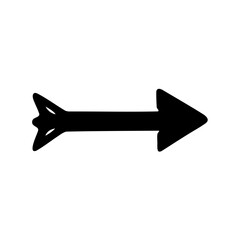 Stylized black arrow symbol pointing right for navigation Vector, illustration