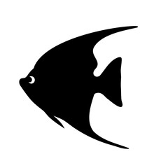 Angelfish black silhouette isolated simple graphic design Vector, illustration