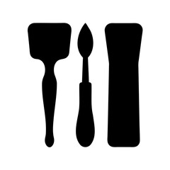 Art studio tools black silhouettes on white background icon Vector, illustration