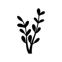 Stylized plant branch silhouette minimalist graphic design Vector, illustration
