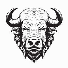 Wild Buffalo Face Logo Vector isolated on White Background