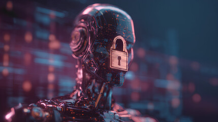 AI data protection and chatbot interface concept for secure messaging and digital privacy. Automated Data smart AI security systems, encrypted communication and modern data management.