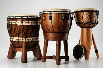 djembe isolated on white background , closeup 