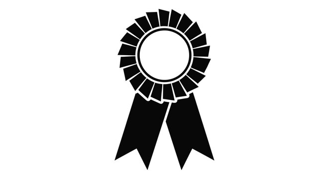 A simple black and white illustration of a ribbon award or honor a clean silhouette