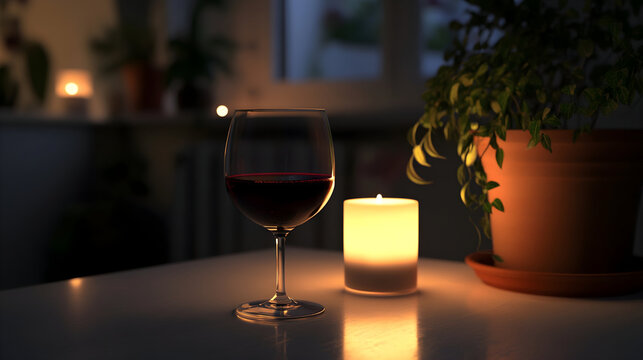 glass of red wine on the table - Powered by Adobe
