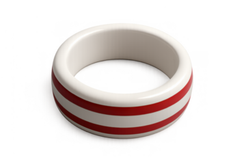 White and red striped plastic bangle showing modern fashion accessory design against a transparent background