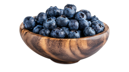 A bowl of blueberries is sitting on a white background