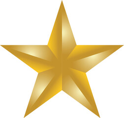 Shiny golden fivepointed star graphic, symbolizing achievement, quality, or excellence in a simple vector illustration