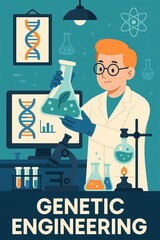 Scientist studies genetic engineering research in modern lab setting today