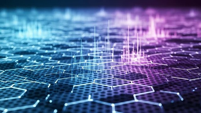 Hexagonal Grid with Glowing Data Visualization (23