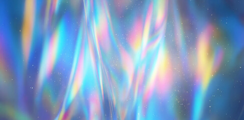 Fototapeta premium Abstract Cosmic Aurora Background with Holographic Rainbow Lights and Glitter Particles