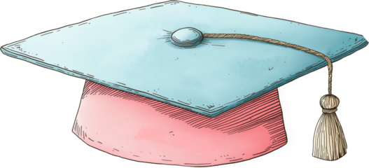 pink graduation cap and diploma vector isolated on white background. PNG ilustration.