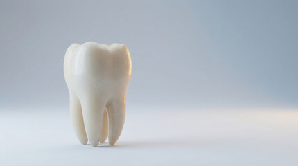 Single molar tooth model standing on a light background