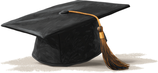 graduation cap and diploma isolated on white background. PNG ilustration.