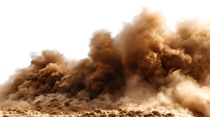 Brown dust and sand smoke cloud on white background soil particles sandstorm effect rising smog and fog overlay texture for design and compositing Stock Illustration white background 