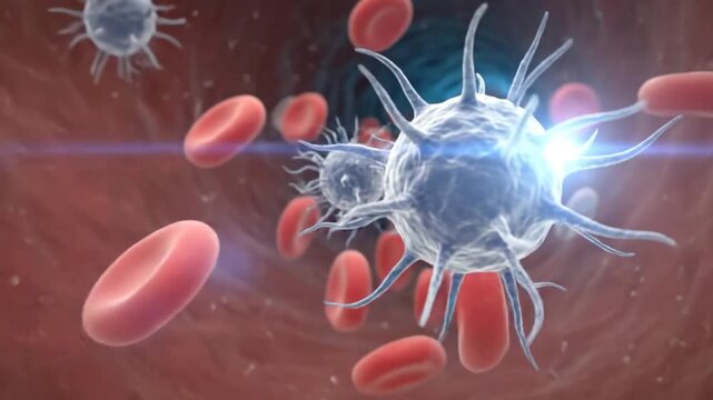 Animated bloodstream flow showing red, white cells and platelets