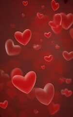 Red Hearts Floating in a Dark Red Bokeh Background jhelyo2qsgijapdep53gyq image