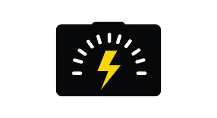 a black dashboard display showing a yellow warning light with a lightning bolt silhouette
