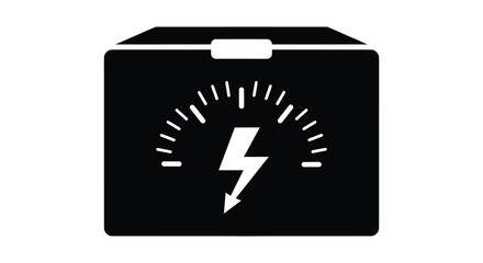 A black electrical box with a lightning bolt indicator a modern power symbol silhouette