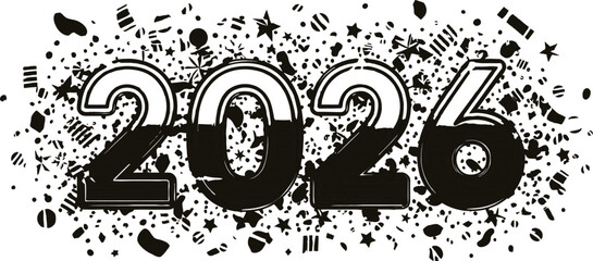 Obraz premium 2026 balloons new year celebration party festive gold silver rose gold event