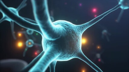 Close-up view of glowing neurons and brain synapses firing with colorful sparks representing neural activity and complex thought processes in the human mind - Powered by Adobe