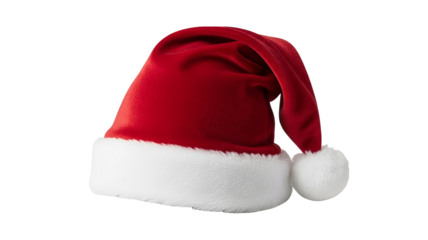 Santa hat with white trim and pom pom