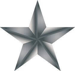Obraz premium A metallic silver fivepointed star with a threedimensional shaded effect