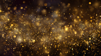 Christmas glowing bokeh confetti and sparkle overlay texture for your design. Golden dust light. Stock Illustration 