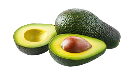 A green avocado with a large seed in the middle